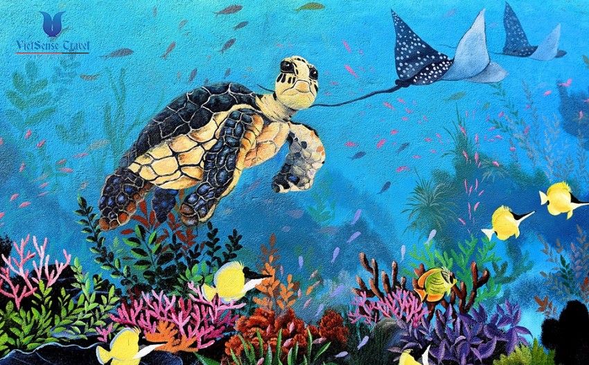 'Thế giới rùa biển' ở làng bích họa Lý Sơn