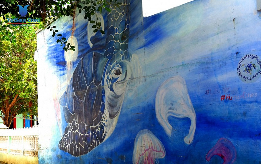'Thế giới rùa biển' ở làng bích họa Lý Sơn