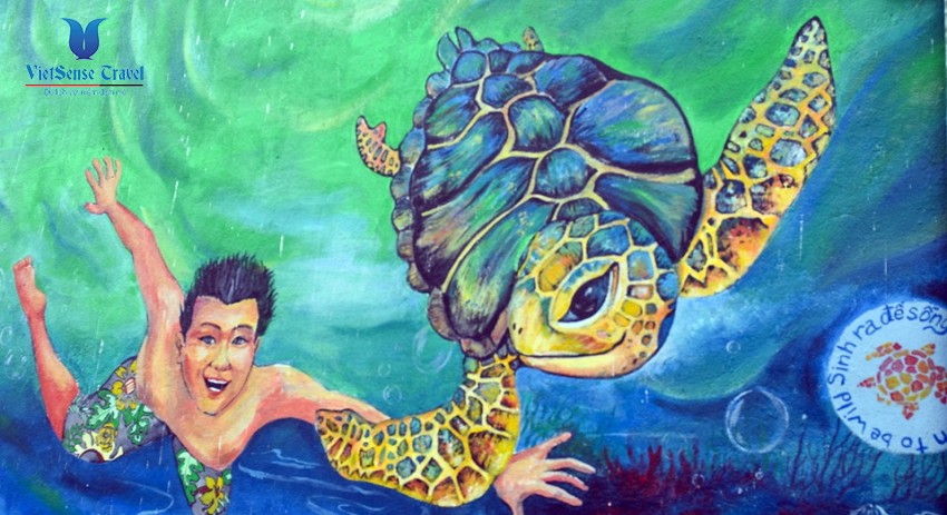 'Thế giới rùa biển' ở làng bích họa Lý Sơn